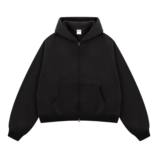 Zip-Up Hoodie - Black