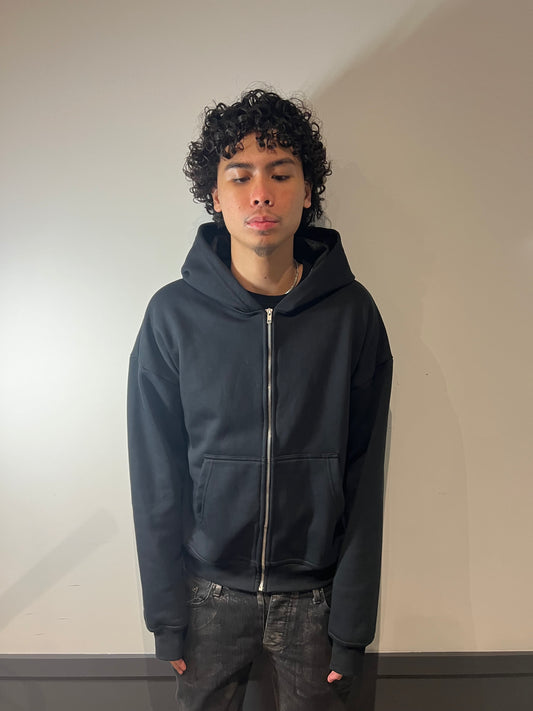 Zip-Up Hoodie - Black